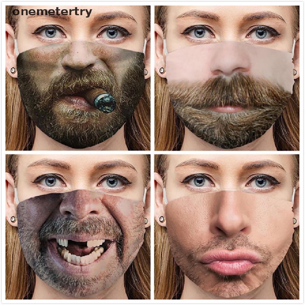 【ONEM】 Unisex 3D Funny Face Printed Masks Windproof Adjustable Mouth Mask Halloween .