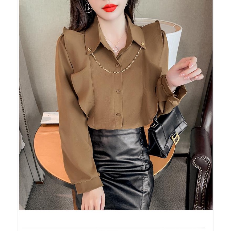 Áo Sơ Mi Phối Bèo Form Rộng Phong Cách Retro Hong Kong