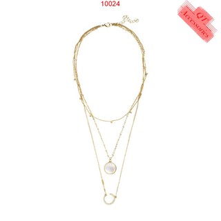 Tên dây chuyền nữ 3 tầng đá mắt mèo đeo sát cổ