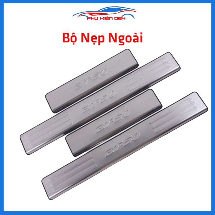 Bộ ốp bậc cửa trong ngoài BT50, BT-50 2015-2016-2017-2018-2019-2020-2021-2022 Inox chống trầy xe