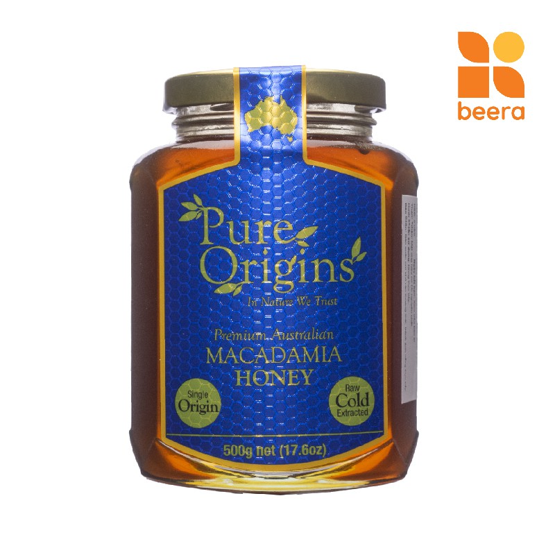 Mật Ong Nguyên Chất Macadamia Pure Origins Beera hỗ trợ giảm đau dạ dày, chống lão hóa (500g)