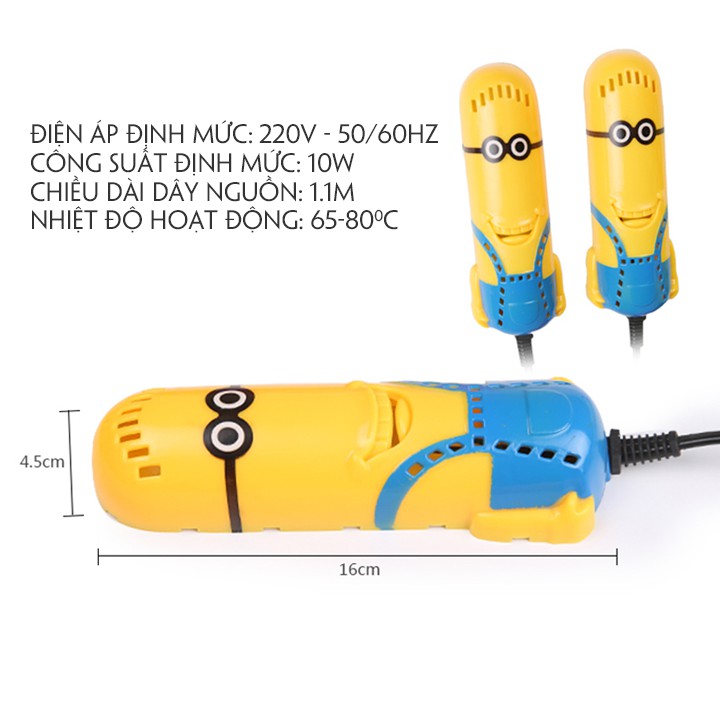 [SỈ LẺ TOÀN QUỐC] Máy Khử Mùi Hôi Giày Kiểu Dáng Minion Vàng Cao Cấp – 246