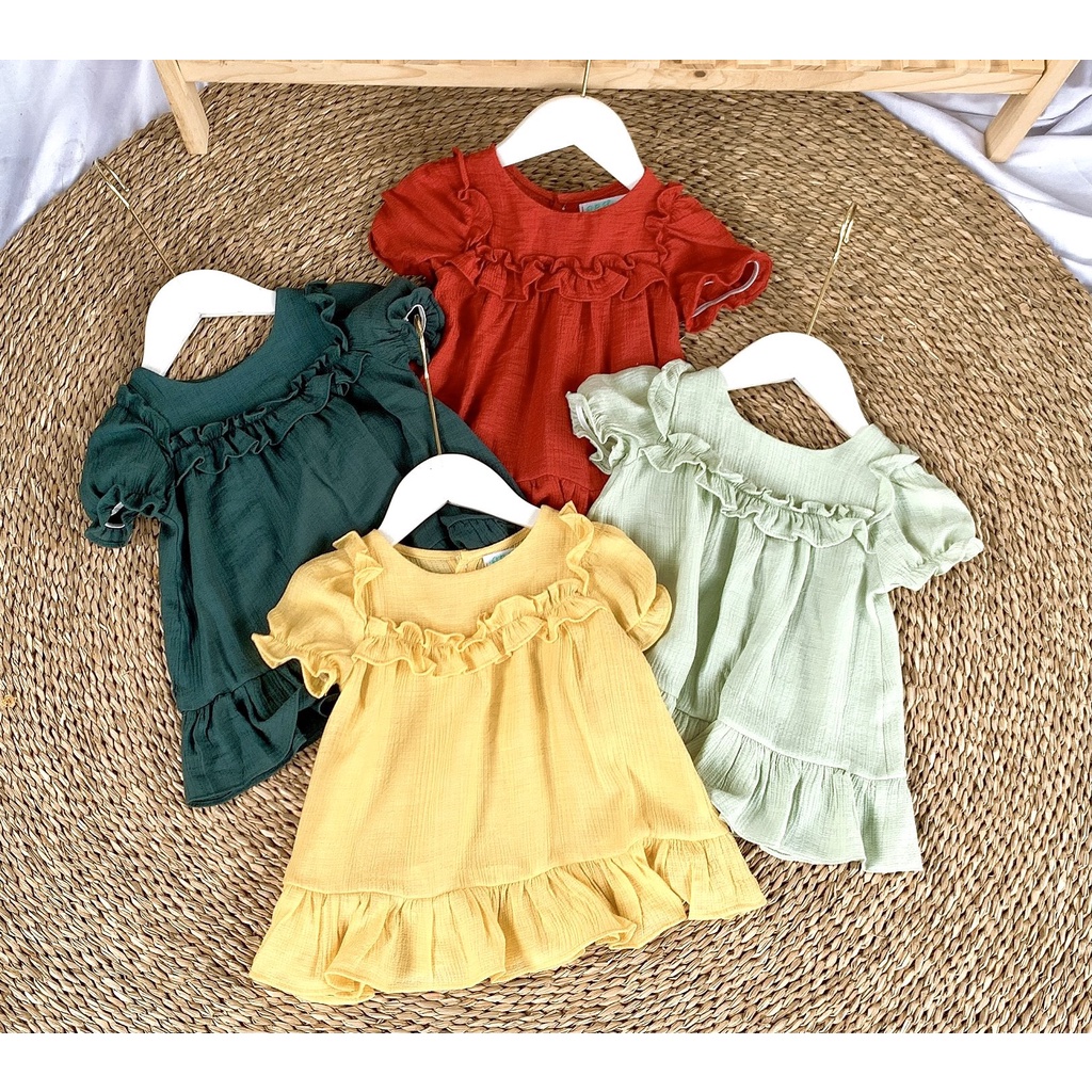 Váy Bé Gái Hoạ Tiết Dễ Thương Dáng Có Tay O.P Kids