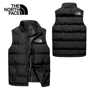 Áo khoác phao The North Face không tay dáng rộng cổ đứng màu trơn giữ ấm thời trang cho nam