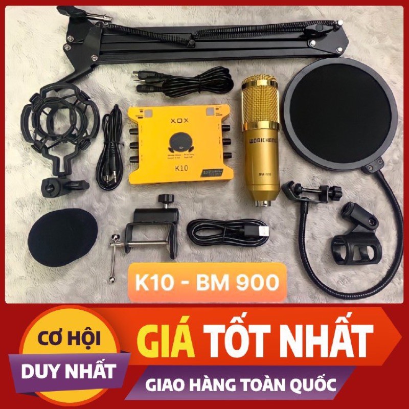 Combo Thu Âm Livestream Sound Card XOX K10 Mic BM 900 HOT Nhất 2021 Tặng Kèm Tai Nghe Samsung Cao Cấp