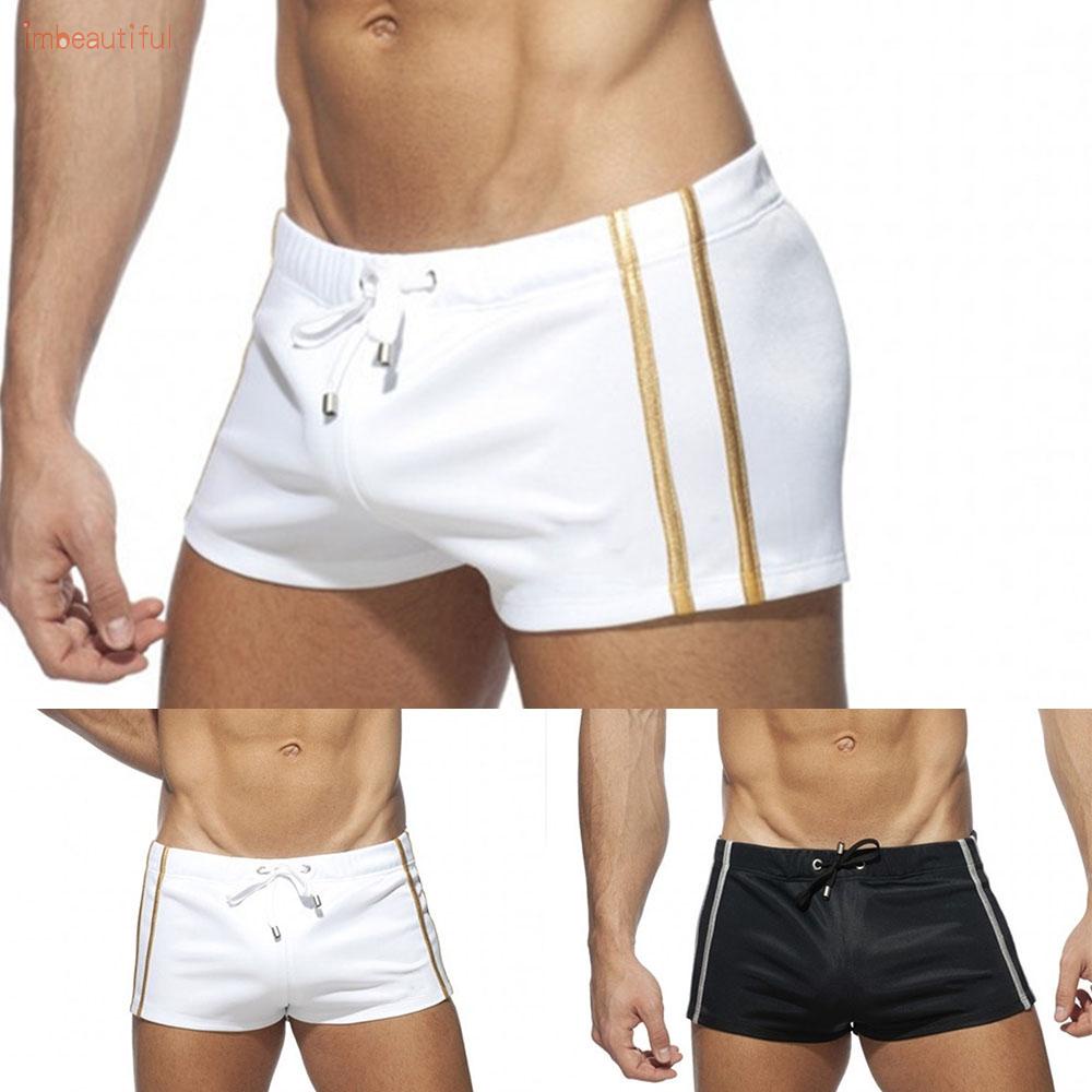 Quần Bơi Boxer Ngắn Thoáng Khí Nhanh Khô Có Dây Cột Cho Nam