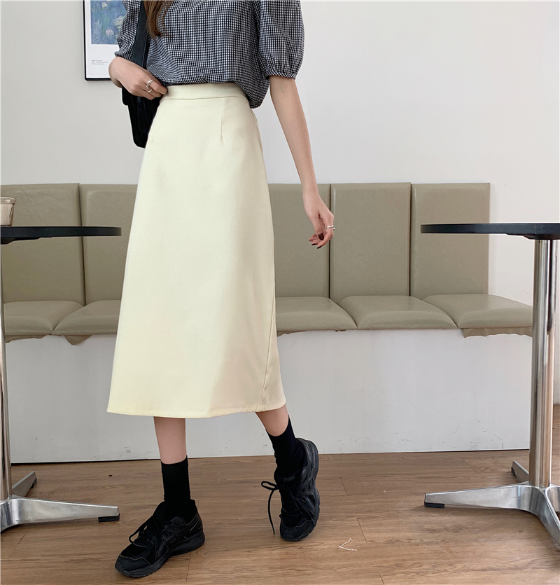 Chân váy midi SUXI dáng chữ A lưng cao màu trơn thời trang cho nữ