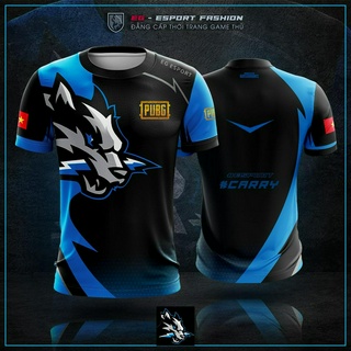Áo thun thi đấu Esport Game PUBG Đại Kiện Tướng The Wolf 2021, In 3D thể thao, Màu Xanh Đen