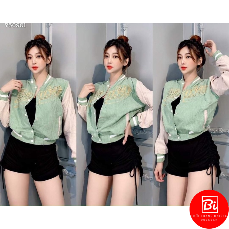 Áo Khoác Nhung Tăm Dáng Lửng Dơi Thêu Chữ Tay và Lai Áo Bo Len Dệt Kim Cao Cấp_AK63