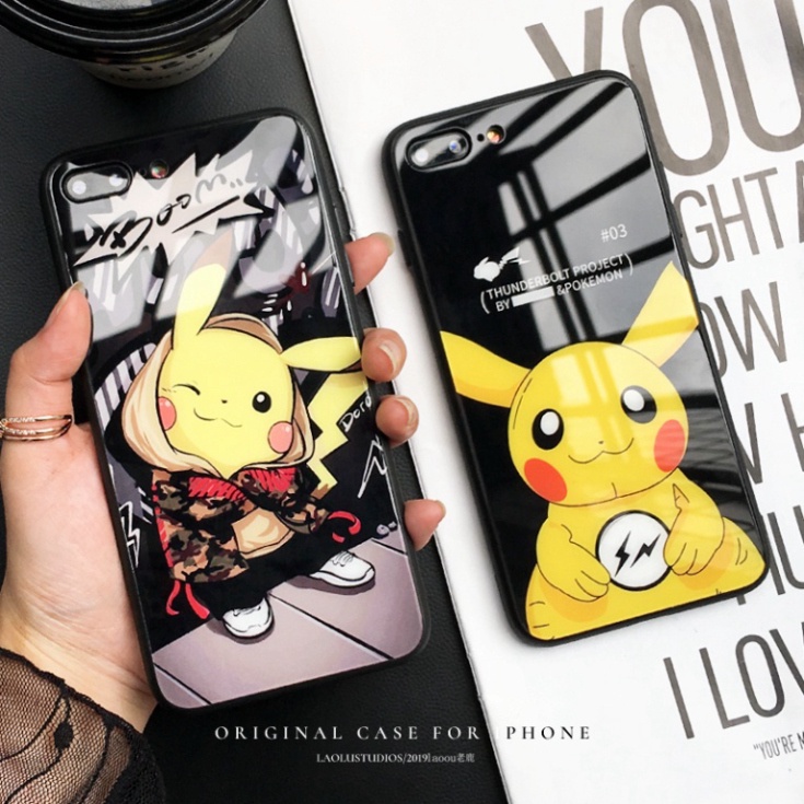 Ốp lưng iphone 6, 7, 8 Plus, X, XS, XR, XSMAX, 11, 11PRO, 11 PROMAX, 12, 13 PROMAX PI CA CHU BẰNG KÍNH PKVN