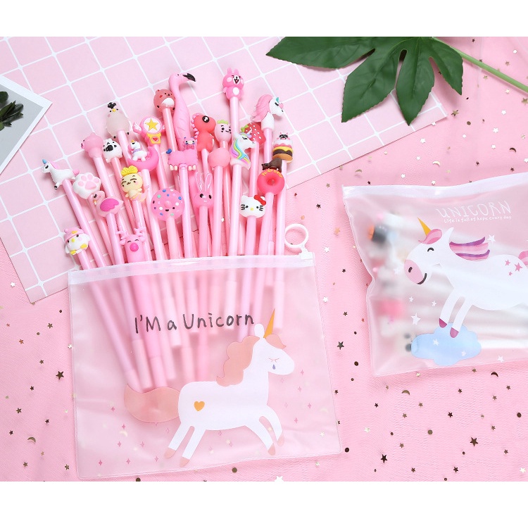 Set 20 Bút Bi Nước Hình Thú Ngộ Nghĩnh Cute - Bút Viết Kèm Túi Zip (màu ngẫu nhiên) K501