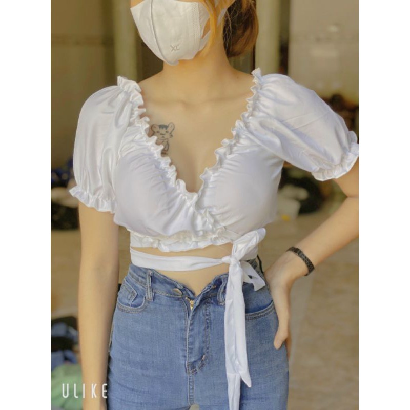 Áo voan bẹt vai nhúng tay siêu xinh GB660