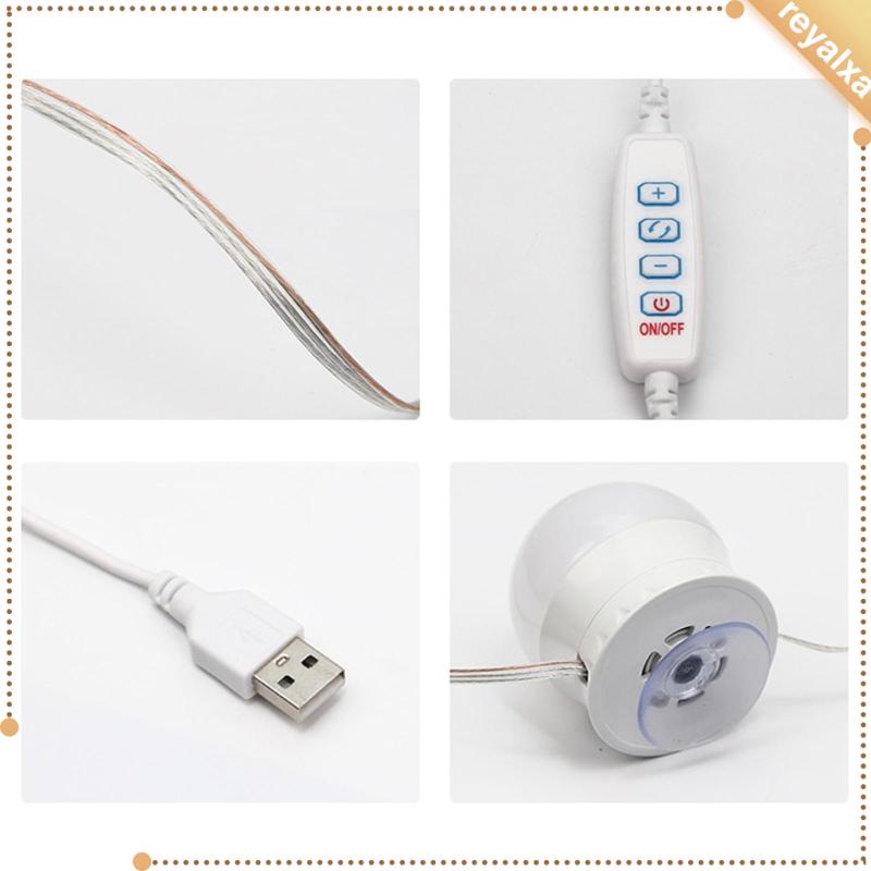 Đèn LED 10 Bóng Gắn Gương Trang Điểm Có Cốc Hút Sử Dụng Pin Để Bàn Trang Điểm