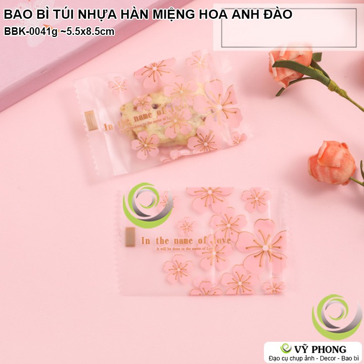 BAO BÌ TÚI NHỰA HÀN MIỆNG HÌNH HOA ANH ĐÀO NHIỀU SIZE ĐỰNG BÁNH KẸO NOUGAT COOKIE BBK-0041