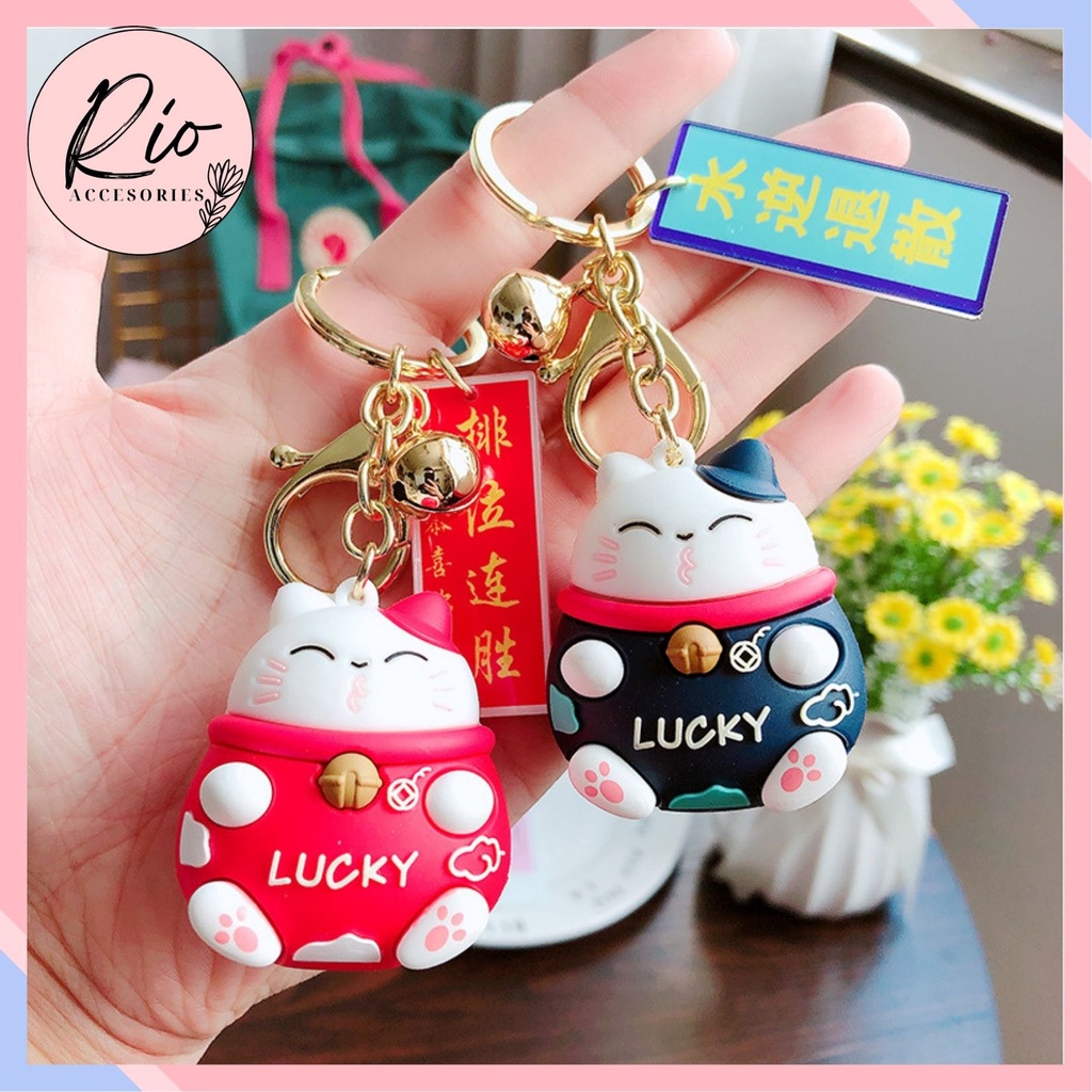 Móc khóa mèo may mắn lucky nhiều màu xinh xắn MMM - Móc khoá