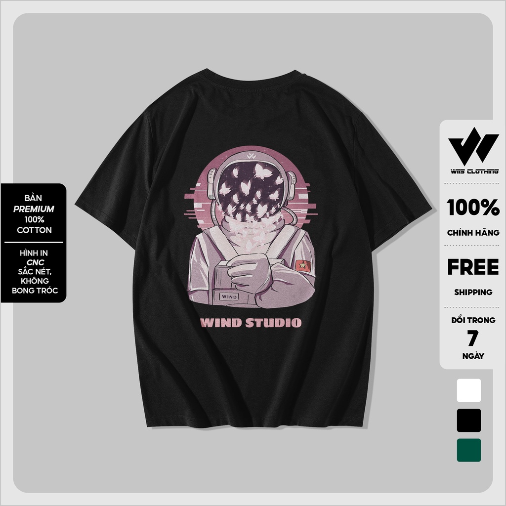Áo thun tay lỡ unisex WIIS phông form rộng Cotton 65% Astronaut nam nữ oversize ulzzang