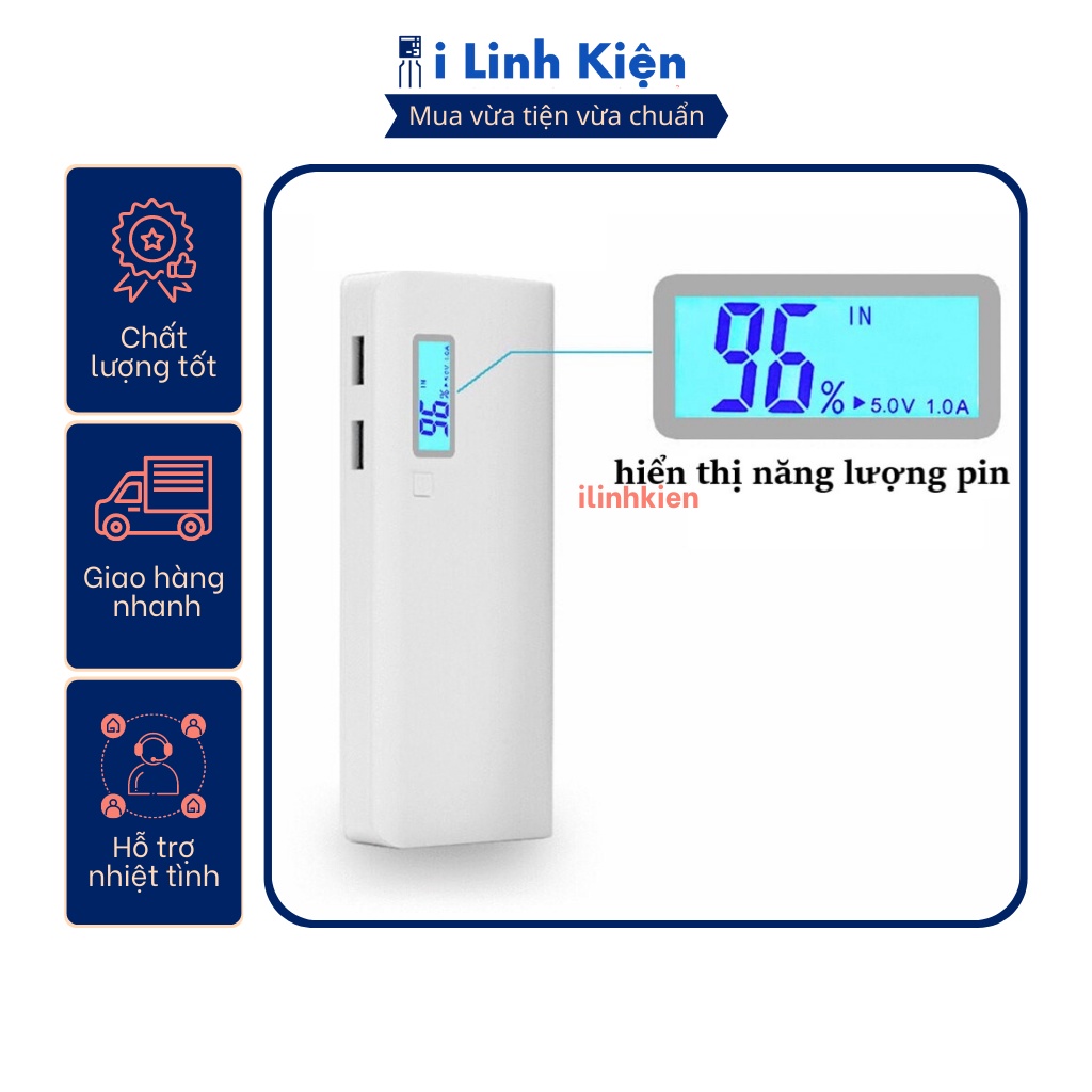 Box sạc dự phòng 5 PIN 18650 hiển thị LCD