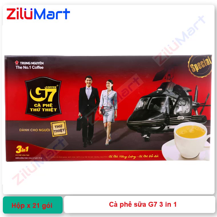 Hộp 21 gói cà phê sữa hòa tan G7 3 in 1 loại 336g