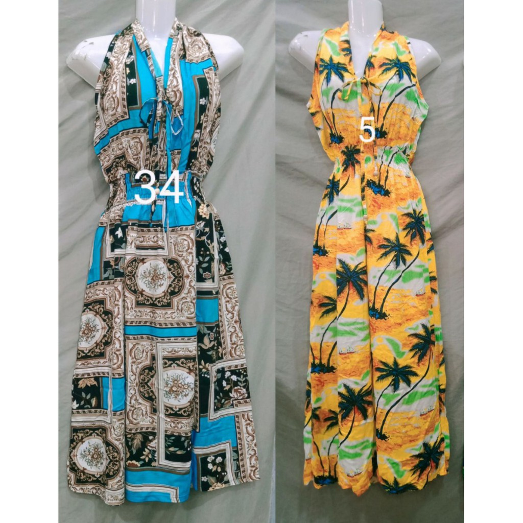 Maxi cổ buộc lanh thái [nhiều màu] | BigBuy360 - bigbuy360.vn