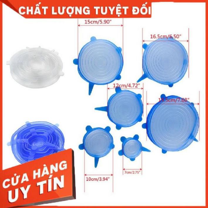 [Combo 6 cái loại đẹp] Bộ nắp đậy thức ăn sillicon chịu nhiệt tốt, bộ màng bọc thực phẩm silicon