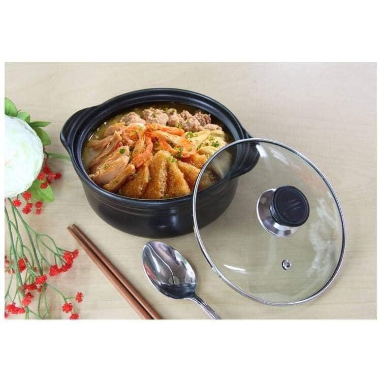 Nồi đất cao cấp nắp kiếng Dong Hwa 1L4 Dielac Anpha