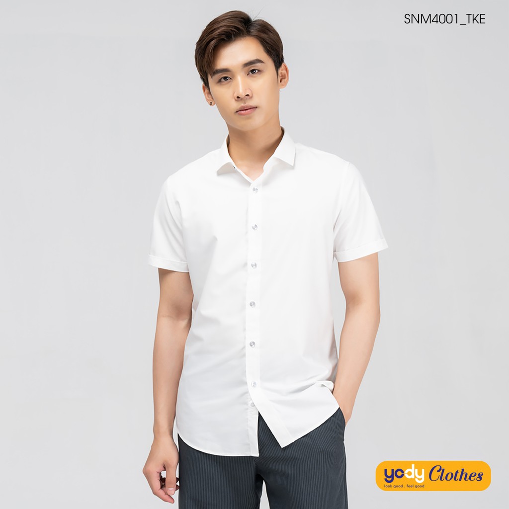 [Mã WABRYD221 giảm 10% đơn 250K] Áo sơ mi nam ngắn tay YODY vải lụa nến cao cấp khô thoáng giữ form SNM4001 | BigBuy360 - bigbuy360.vn