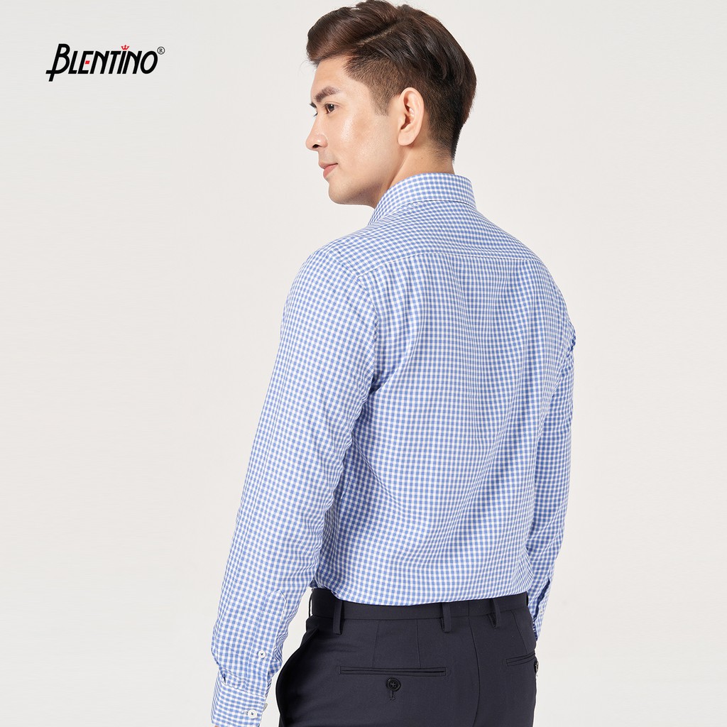 Áo Sơ Mi Nam Blentino Kẻ Sọc Ô Vuông Tay Dài. Form Regular BSM06(2)