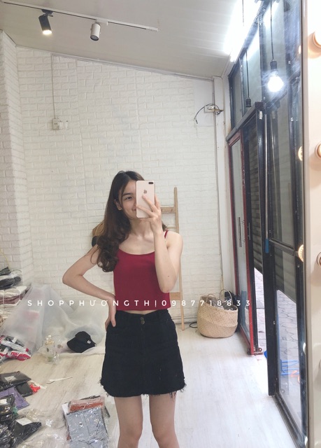 Áo hai dây croptop nhiều màu - áo croptop cá tính ( hình shop tự chụp )