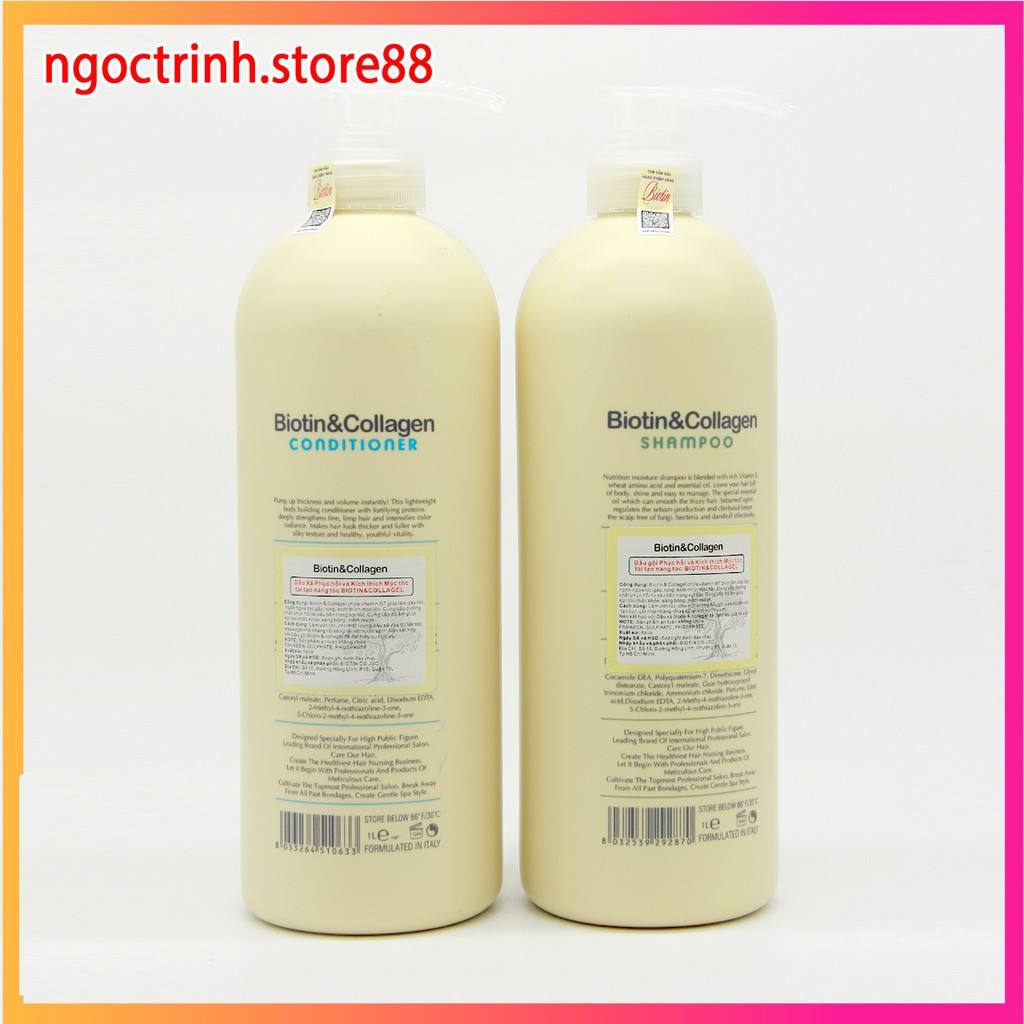 Dầu Gội Biotin Collagen Trắng | Giảm Rụng Tóc,Phục Hồi Tóc Khô Xơ, Hư Tổn  Cặp 500ml-1000ml ⚜️Hàng Chính Hãng⚜️