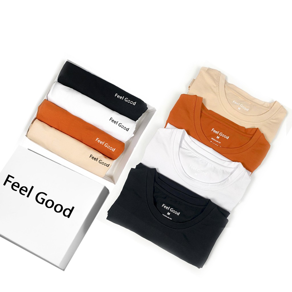 Áo thun Unisex Feel Good Basic Tee phông trơn nam nữ tay lỡ oversize form rộng 4 chất liệu cotton 100% | BigBuy360 - bigbuy360.vn