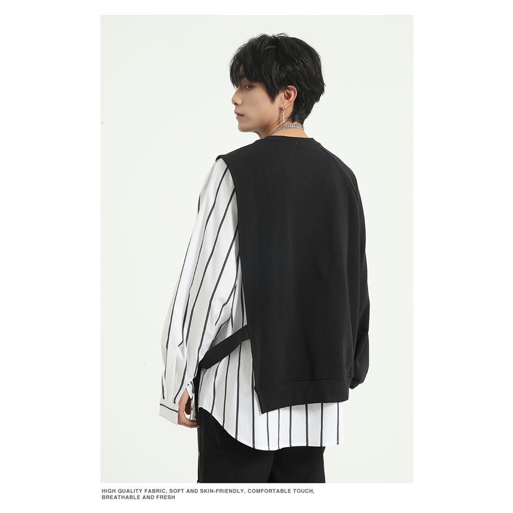 ÁO SƠ MI PHỐI THUN TAY DÀI THỜI TRANG MR SMILE 99 SHOP UNISEX | BigBuy360 - bigbuy360.vn