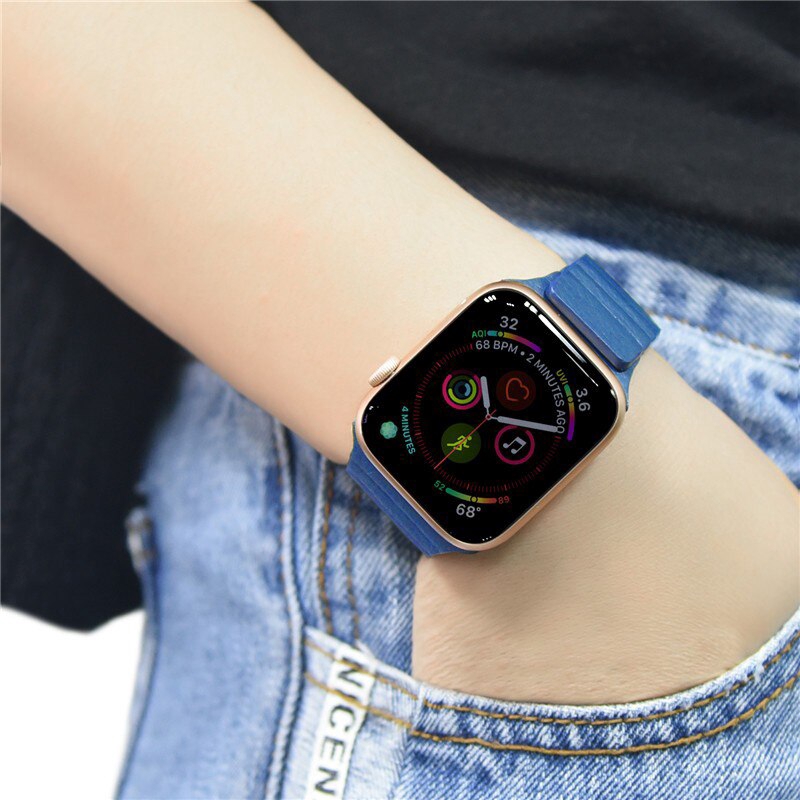 Dây đeo bằng da có khóa nam châm thích hợp cho đồng hồ Iwatch 6 SE 5 4 3 2 42mm/38mm/44mm/40mm