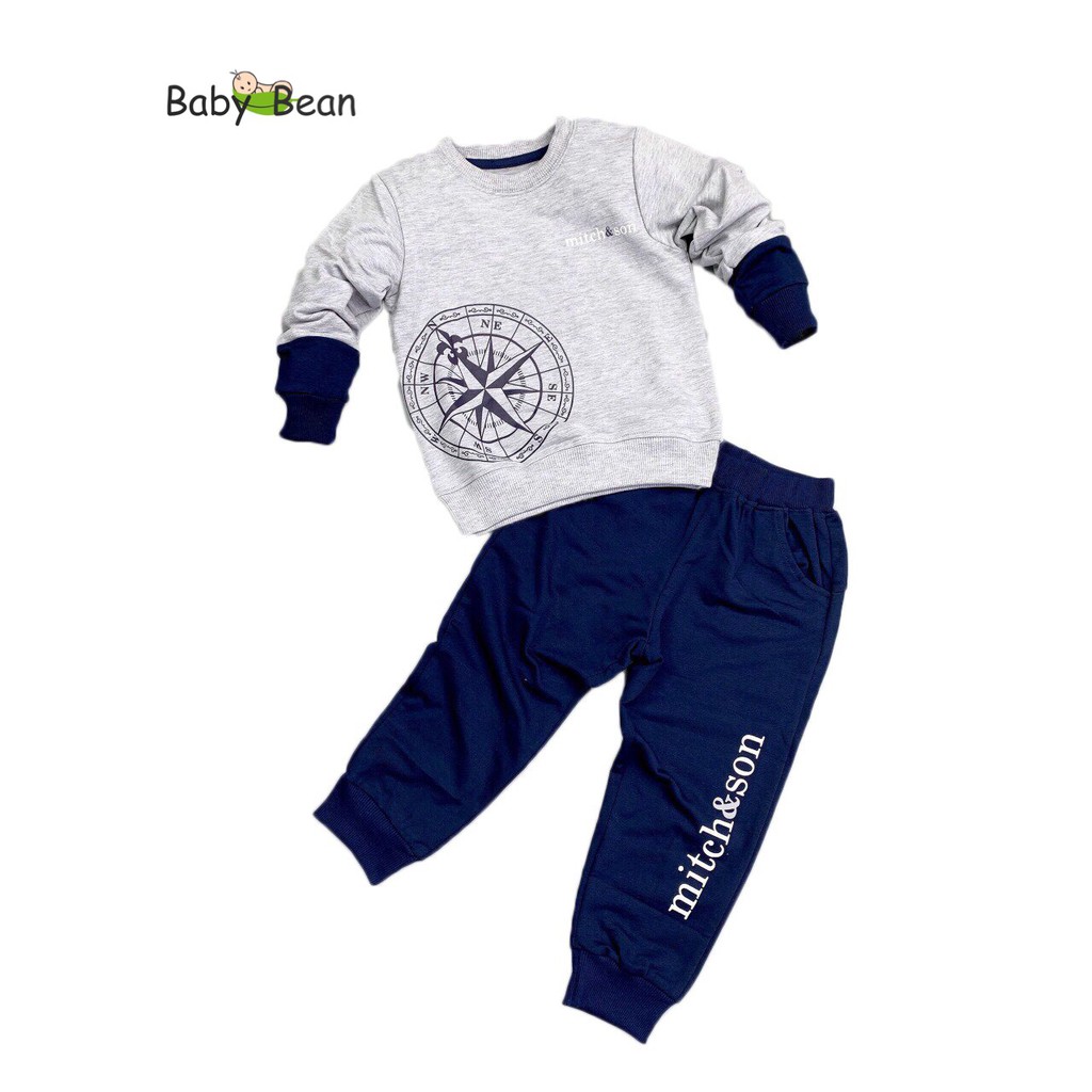 [MÃ THƯƠNG HIỆU YÊU THÍCH Voucher giảm 10%] Bộ Đồ Thun Nỉ Dài Tay bé trai BabyBean