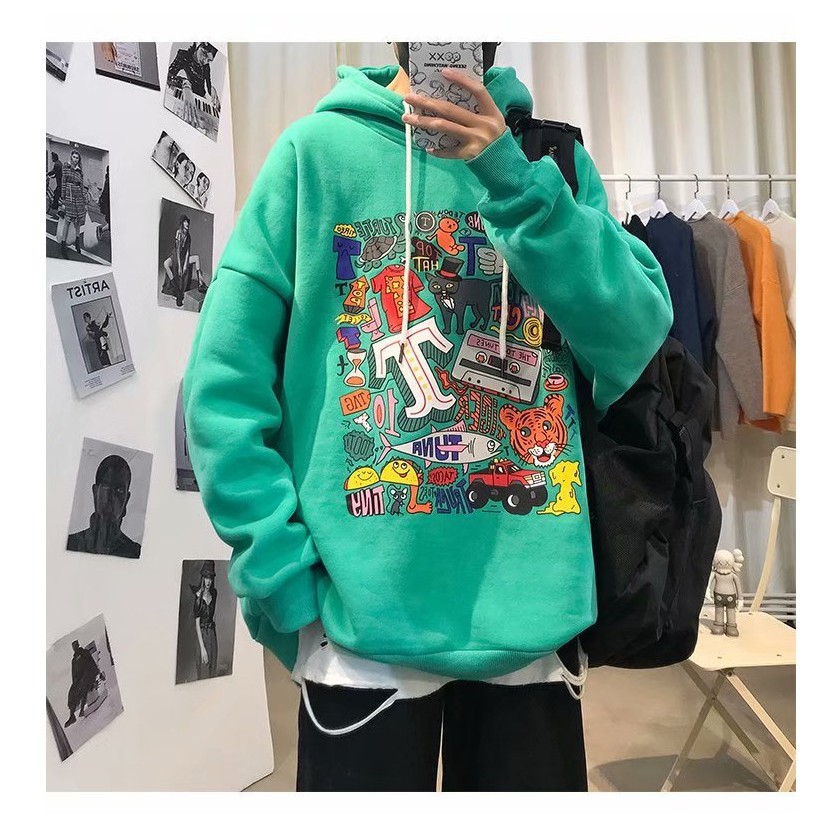 Áo Hoodie Nam Nữ phong cách Harajuku cá tính chất nỉ trần bông 45-70kg