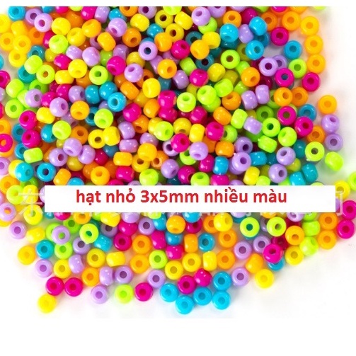 Hỗn hợp hạt nhựa nhỏ 3x5mm &amp; 4x6mm màu ngẫu nhiên