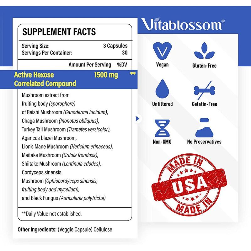 Tinh Chất Liposomal AHCC 1500mg Beta Glucan Chống Lão Hóa Giảm Diệt HPV 120v