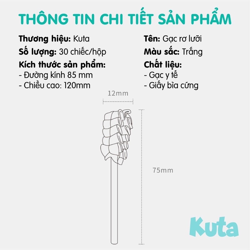 Rơ lưỡi thần thánh hàng xuất Nhật Kuta hộp 30 chiếc