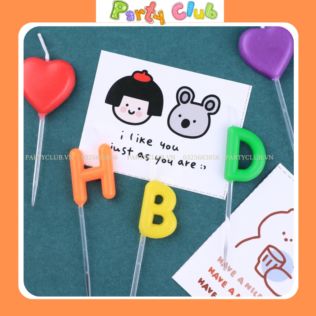 Nến trang trí bánh kem sinh nhật chữ HBD - Happy Birth Day