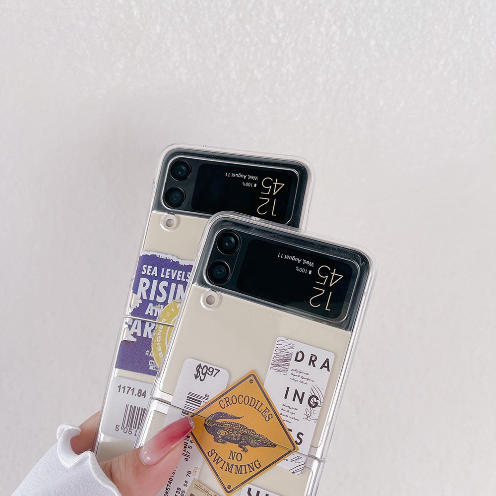 Ốp Điện Thoại PC Cứng Trong Suốt Chống Sốc Họa Tiết Hoa Sáng Tạo Cho Samsung Galaxy Z Flip 3 5G