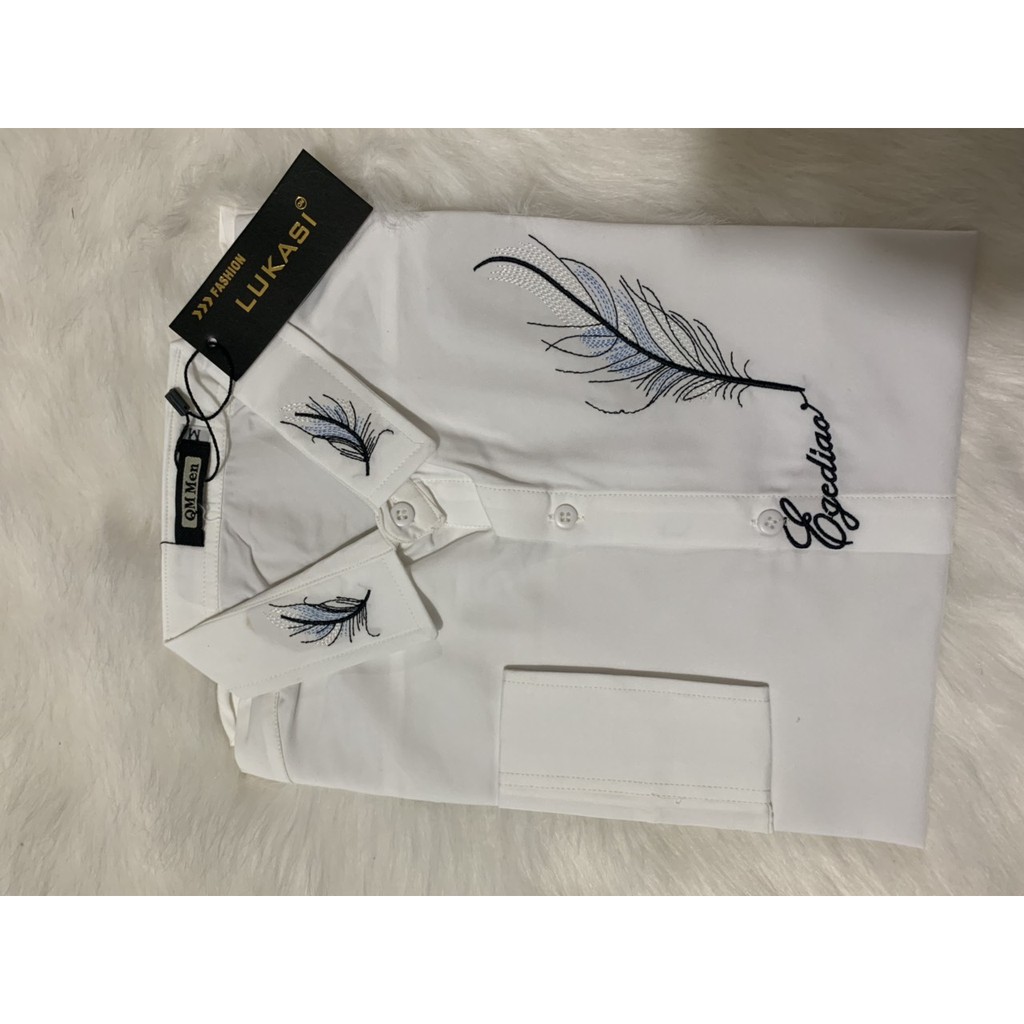 ÁO Sơ Mi Nam DRAU Thêu video ảnh thật CHẤT LỤA DÀI TAY PHONG CÁCH HỌA TIẾT THÊU LÔNG VŨ - ONE | BigBuy360 - bigbuy360.vn