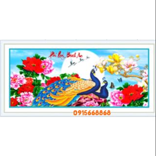 Tranh thêu chữ thập phú quý bình an kt 85*40cm