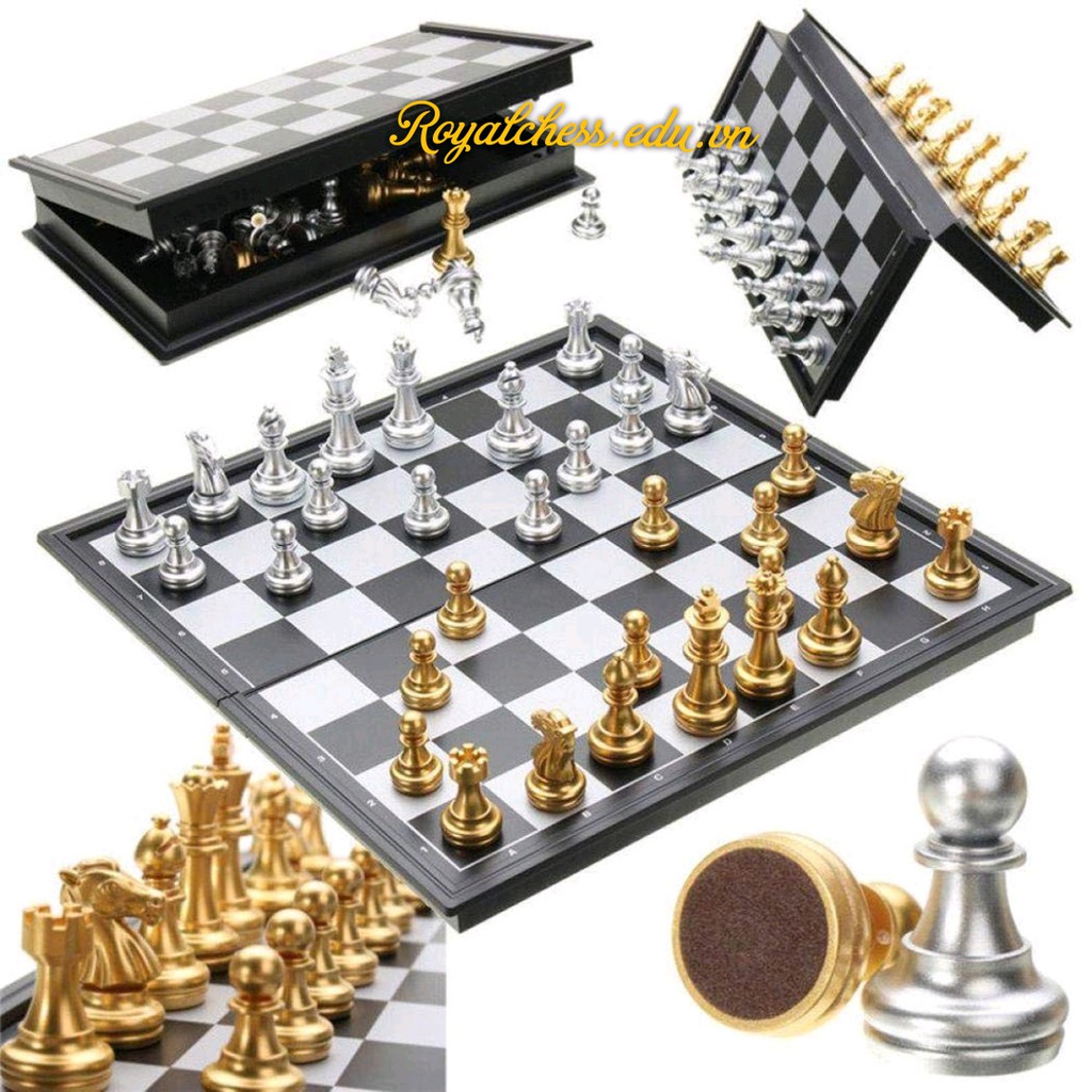 Bộ cờ vua nam châm vàng bạc nhỏ - size S ROYALCHESS