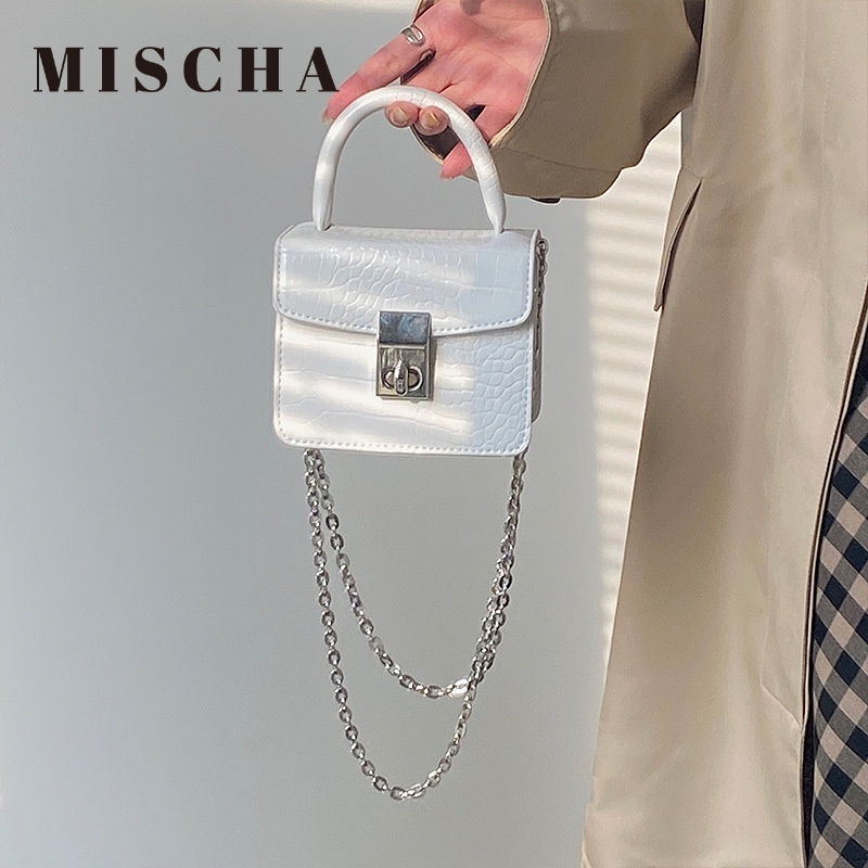 MISCHA Túi Xách Da PU Vân Da Cá Sấu Thời Trang Cho Nữ