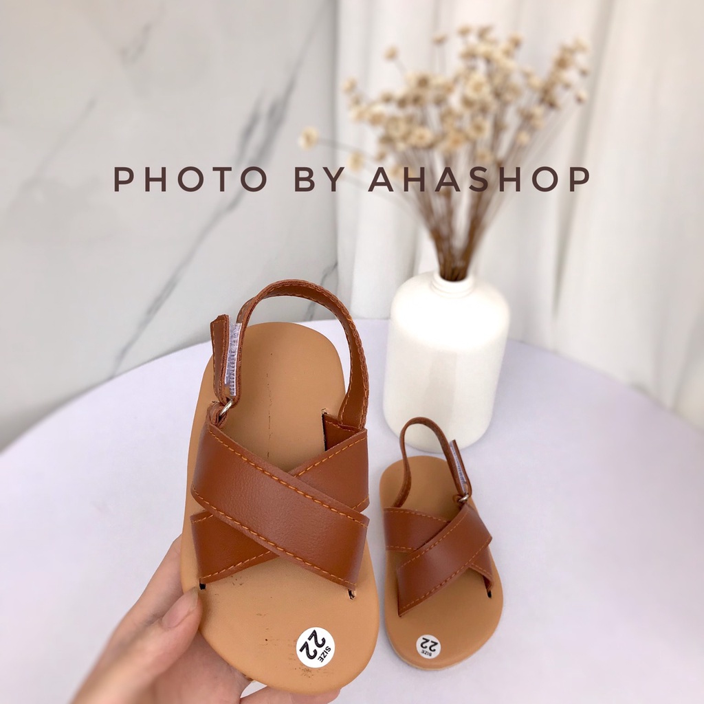 Sẵn tăng size Dép sandal quai chéo đế kếp style Hàn Quốc cho bé trai, bé gái K001