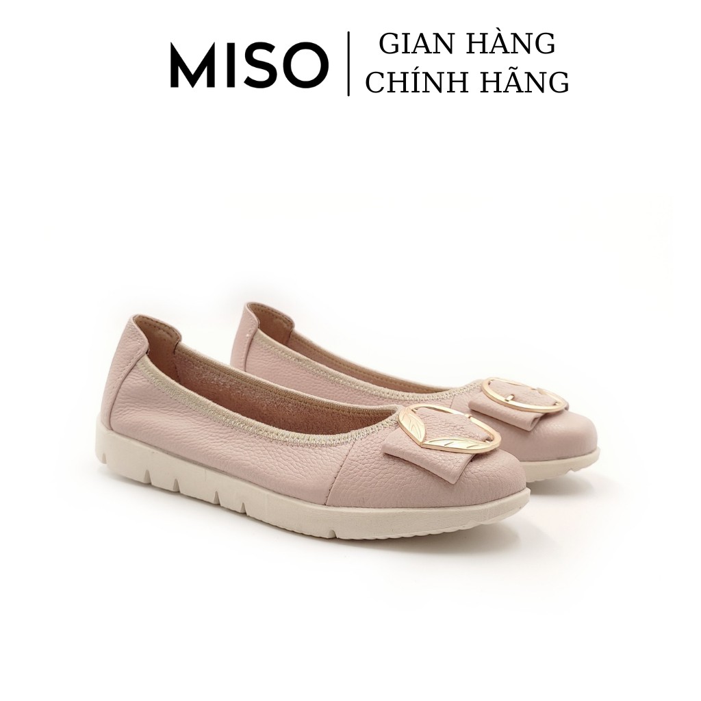 Giày búp bê nữ mũi tròn basic da thật êm mềm phối khoá độc đáo đi làm đi chơi MISO M020