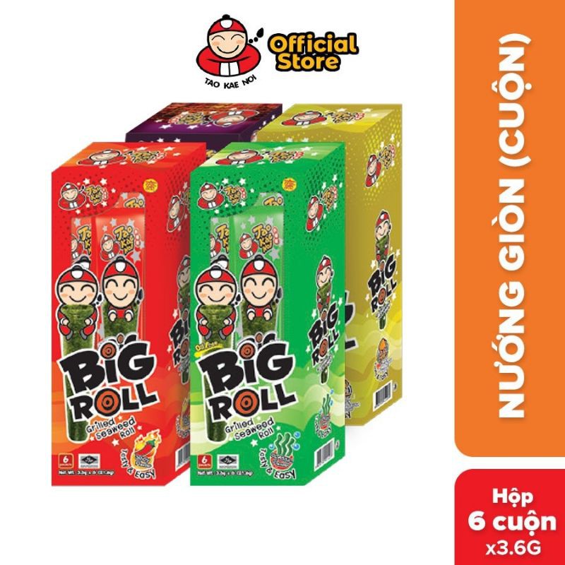 [Snack Rong Biển Số 1 Thái Lan] Hộp 6 gói rong biển ăn liền TaoKaeNoi BIG ROLL (3,6g/gói)