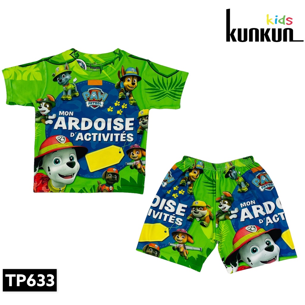 Quần áo bé trai hình đội chó cứu hộ chất thun lạnh Kunkun Kid TP633 - Đồ bộ trẻ em size đại từ 10kg - 60kg