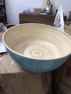 Chậu ngâm chân cốt tre an toàn size 30cm - màu xanh ( ngâm 2 chân thoải mái)