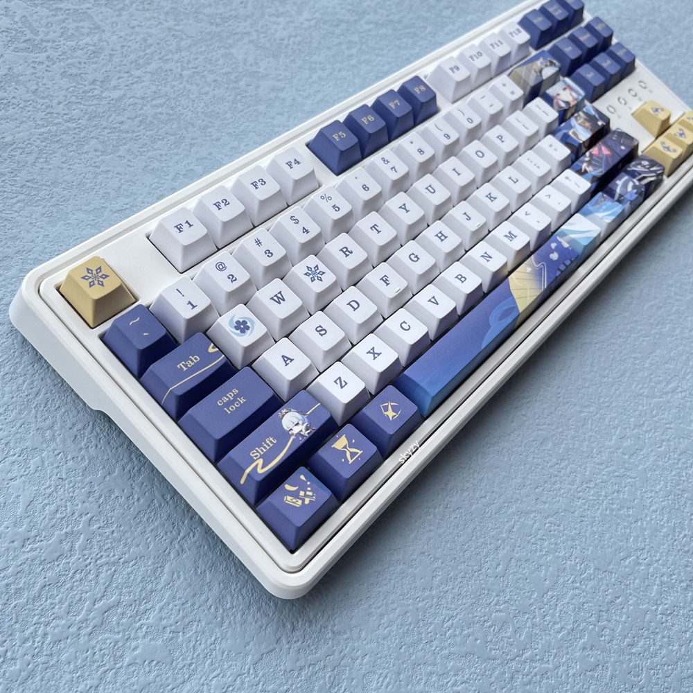 128 phím Kamisato Ayaka Keycaps Cherry Profile Genshin Impact Chủ đề Anime PBT DYE SUB Bàn phím cơ học Keycap