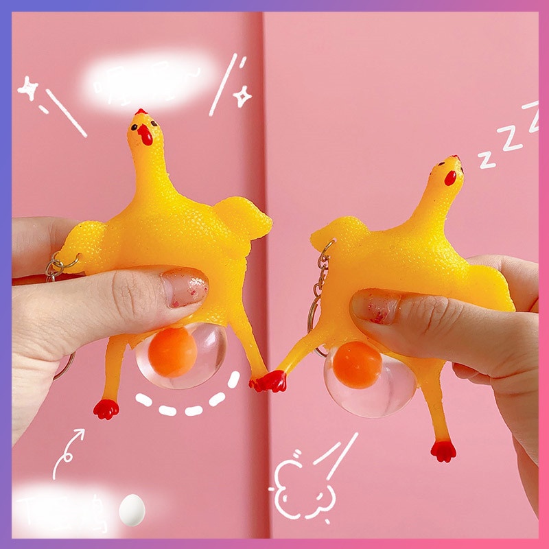 đồ chơi giảm stress,Vui nhộn Gà đẻ Trứng Gà đẻ Căng thẳng Đám đông Bóng móc khóa Sáng tạo Hài hước Lừa dối Tiện ích Thủ thuật Đồ chơi Con gà Chìa khóa Chuỗi chìa khóa